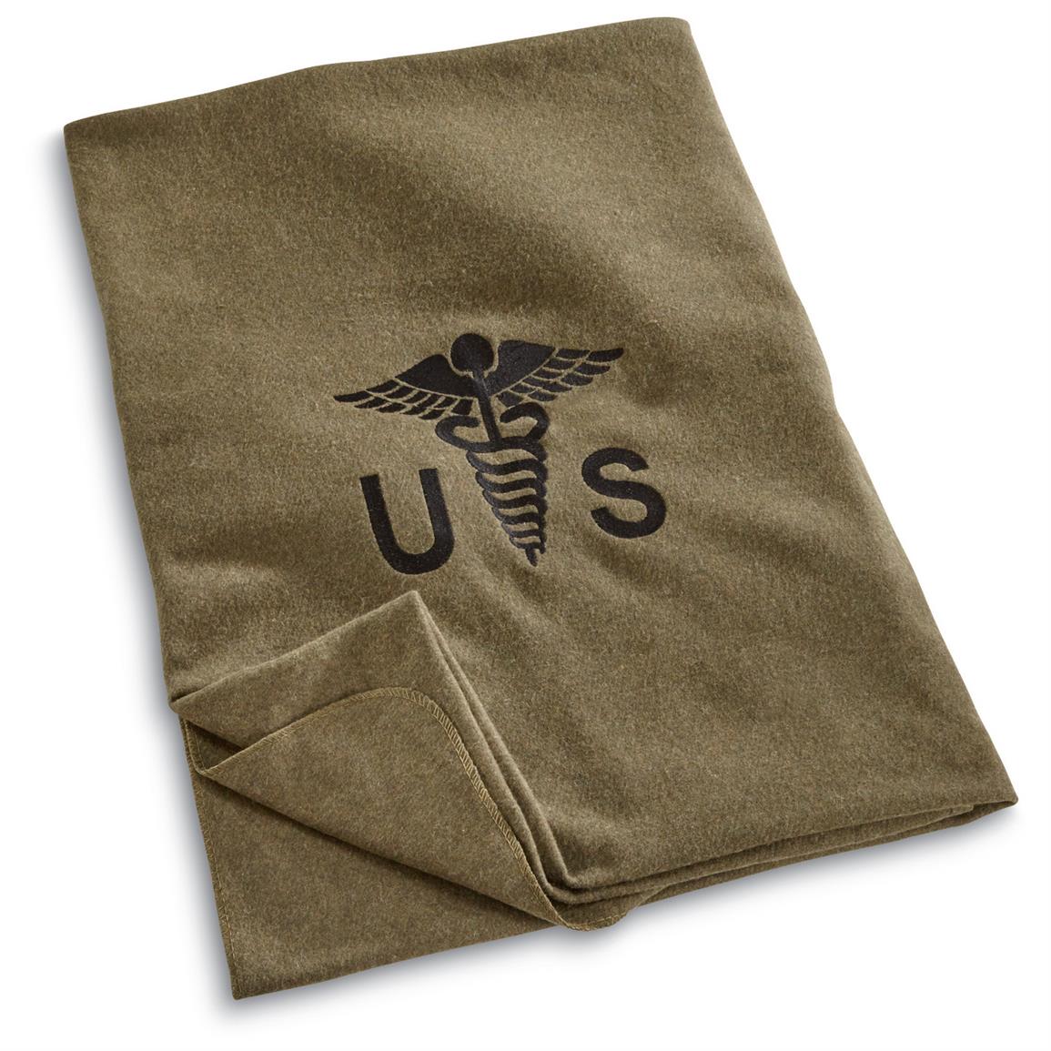 US Caduceus Wool Blend Blanket McGuire Army Navy