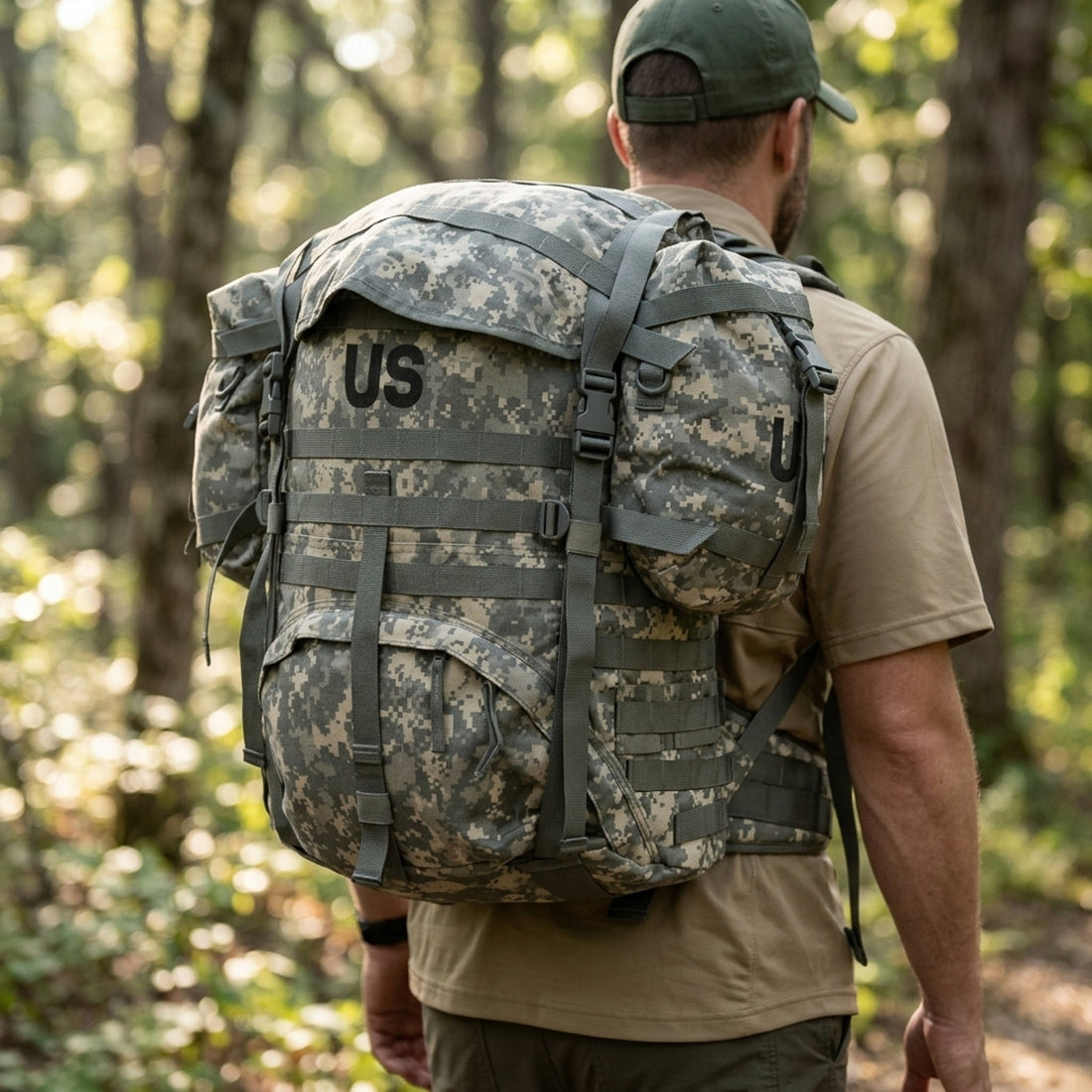 MOLLE II rucksack with sustainment pouches