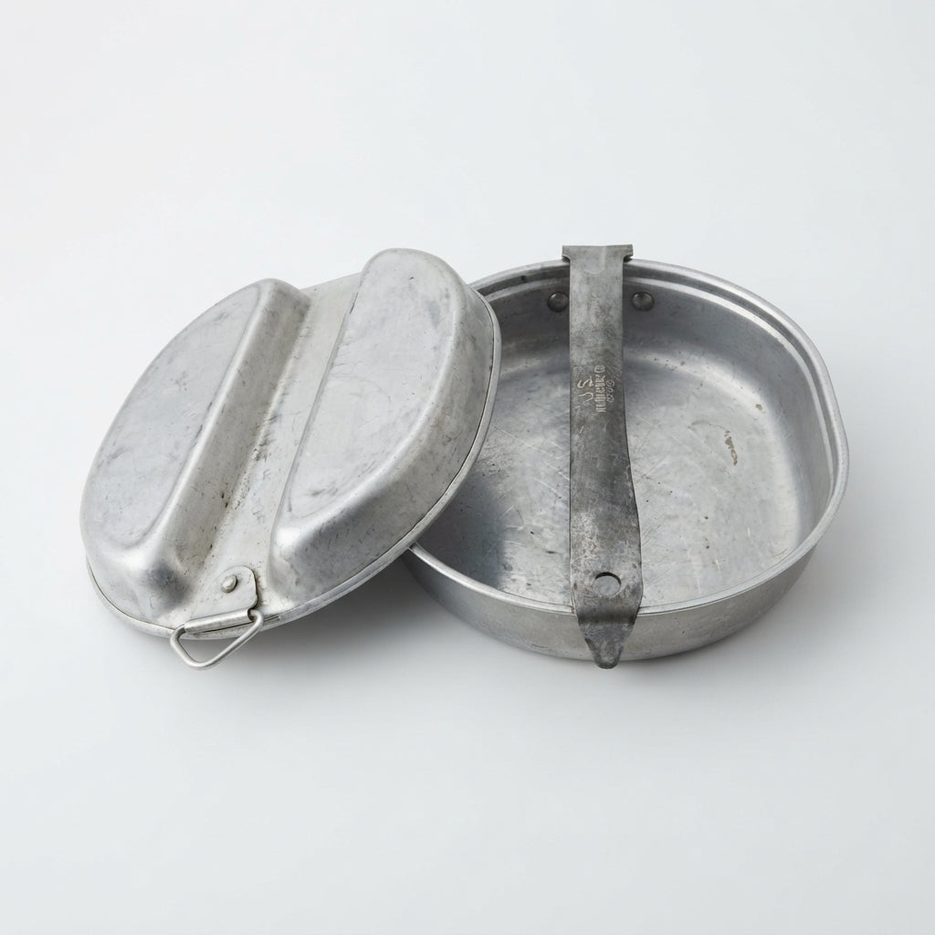 Vintage 1940s GI Mess Kit – WWII Era, Stainless Steel, Used