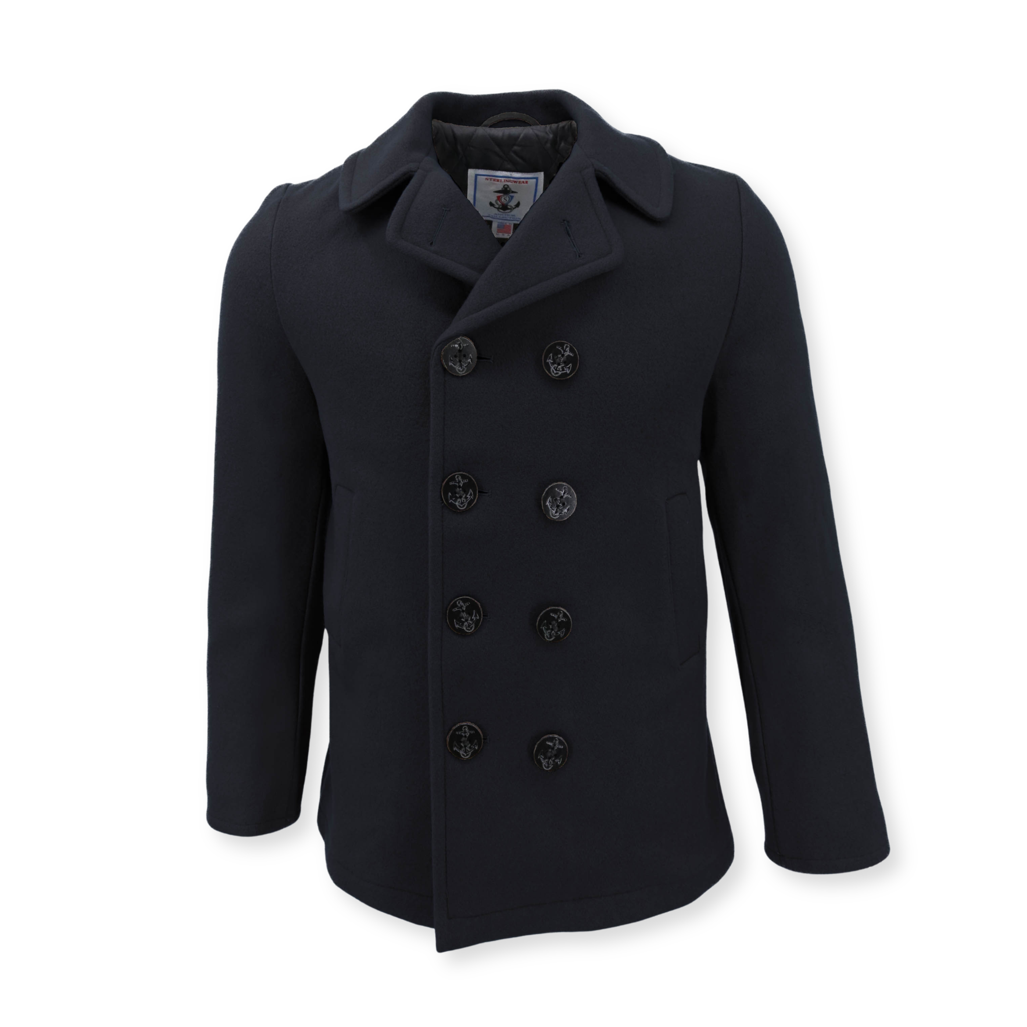 Men's Classic Wool Blend Peacoat - Black