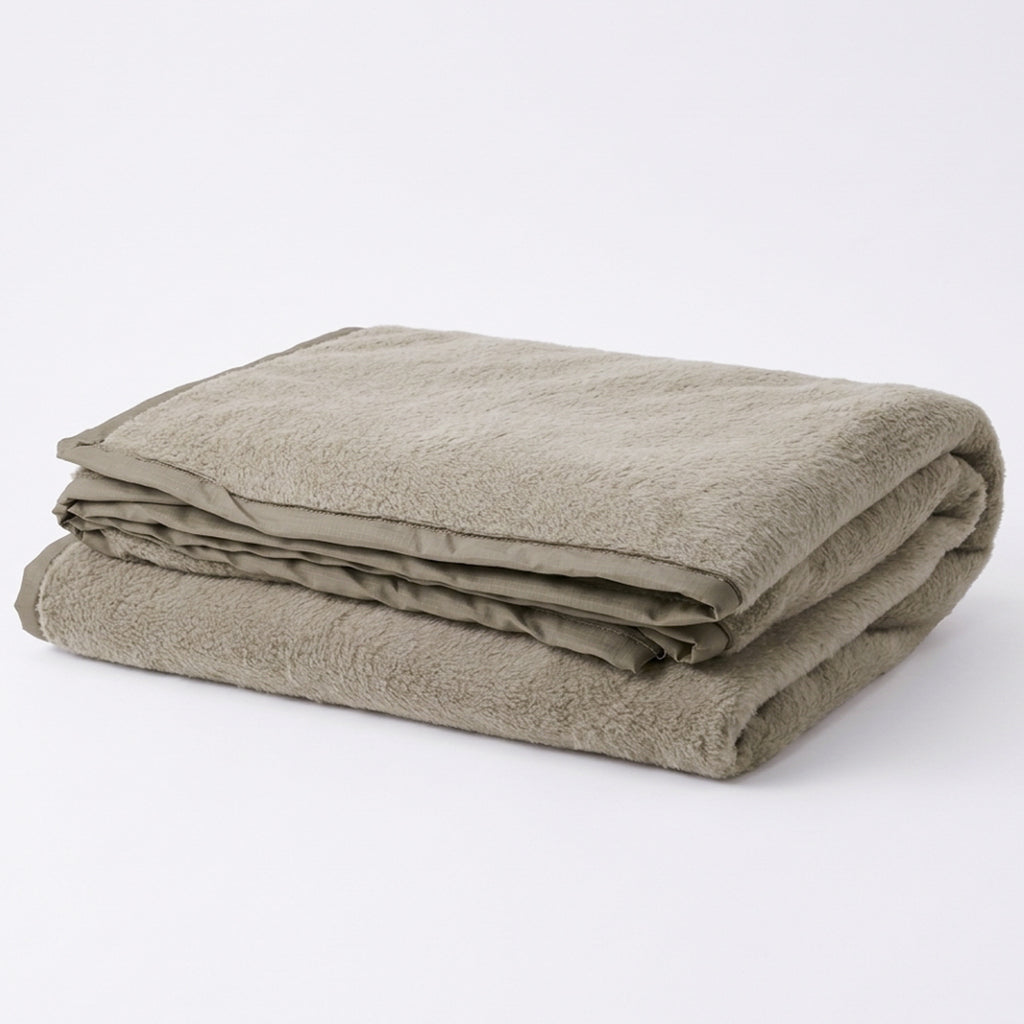 Lightweight Polartec® High Loft Fleece Blanket – Tan 499, Made in USA
