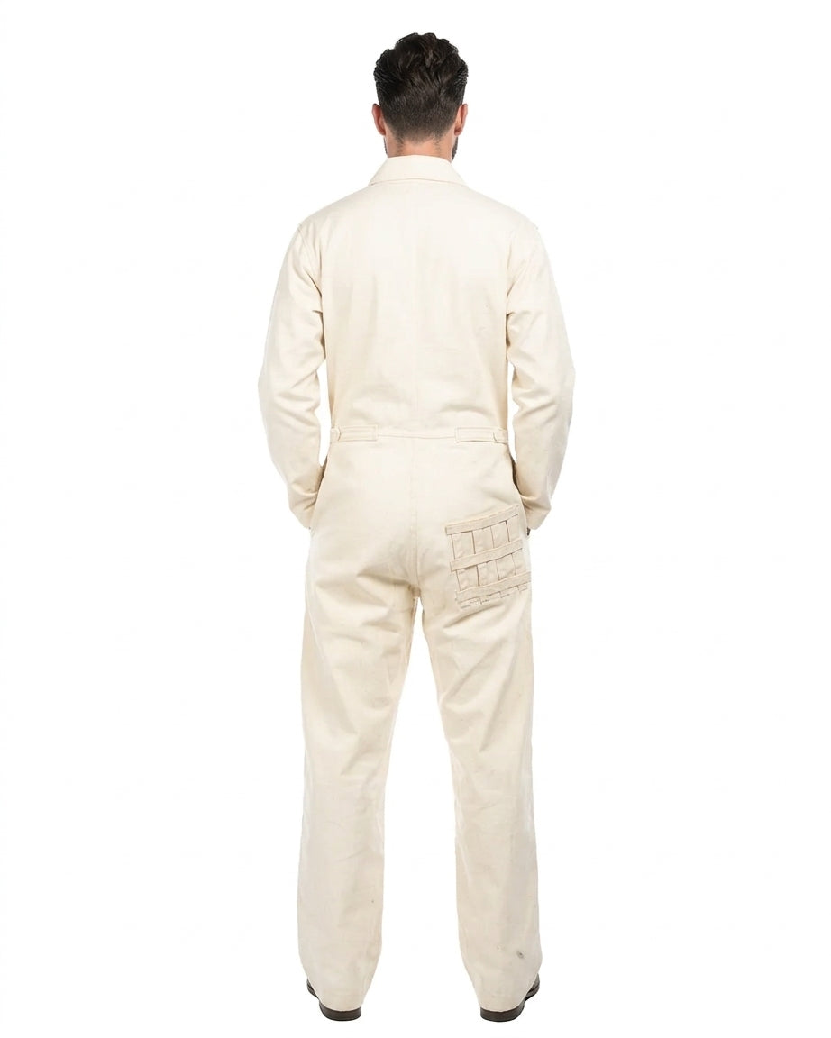 Vintage G.I. Explosive Handler's Coveralls – White Cotton Sateen, 1970s, NOS