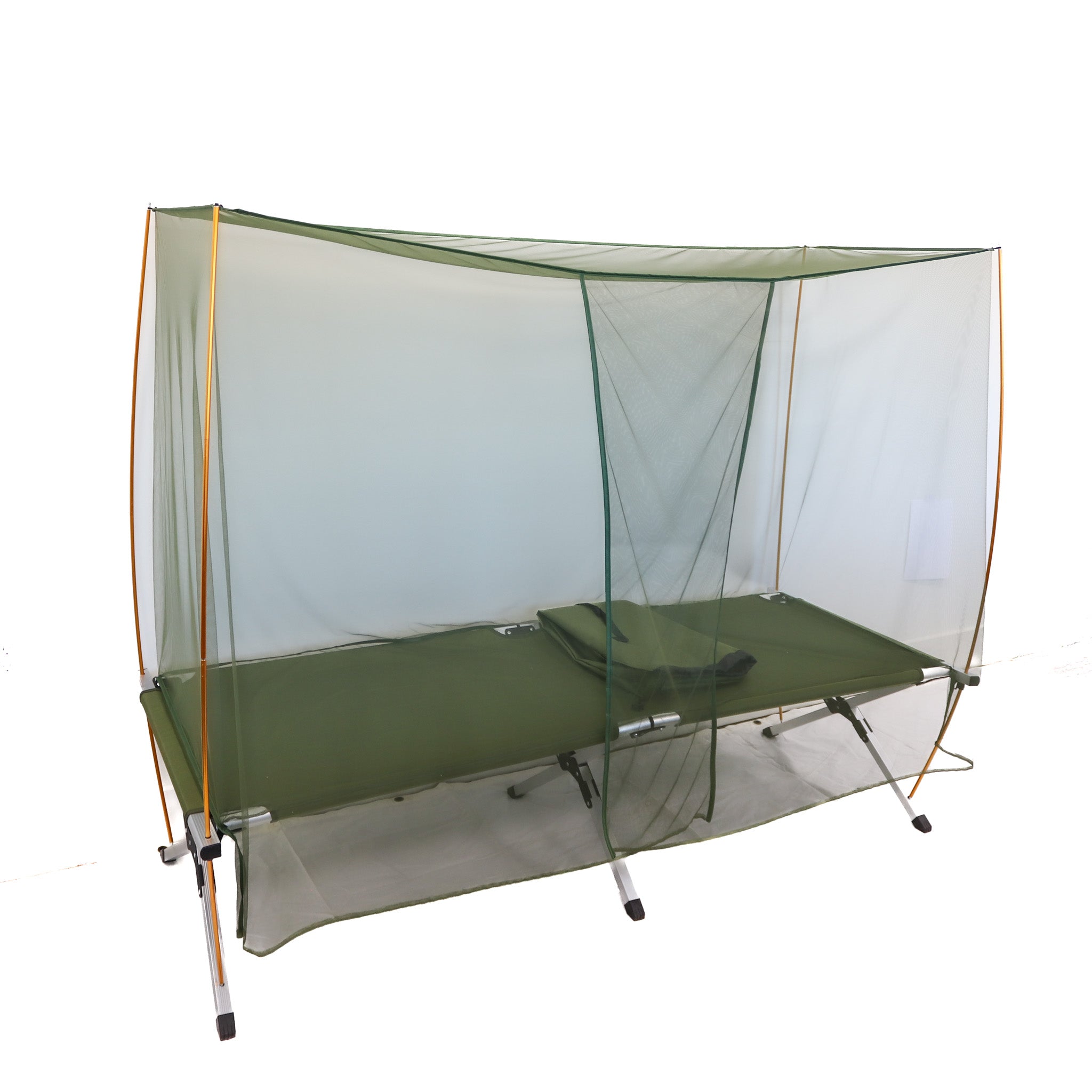 Folding Aluminum Cot W/ Netting, Poles, and Pouch