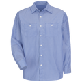 PolyCotton Stripe Work Shirt L/S, White/Charcoal