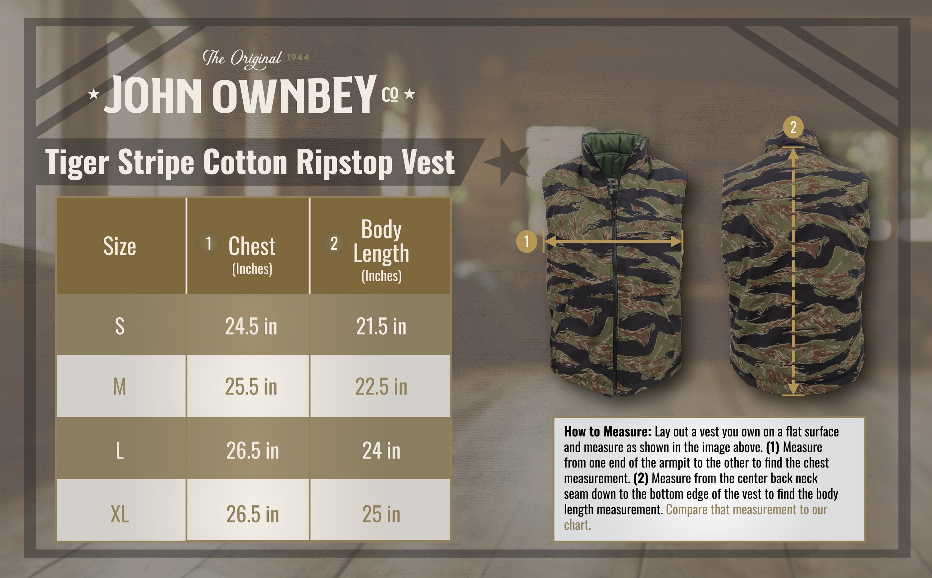 Tiger Stripe Cotton Ripstop Vest, Quilted | McGuire Army Navy