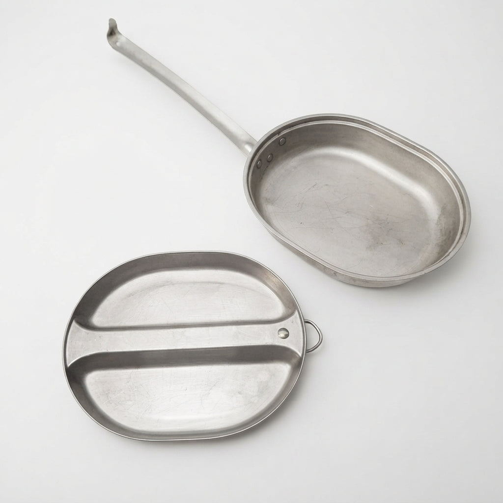 Vintage 1940s GI Mess Kit – WWII Era, Stainless Steel, Used