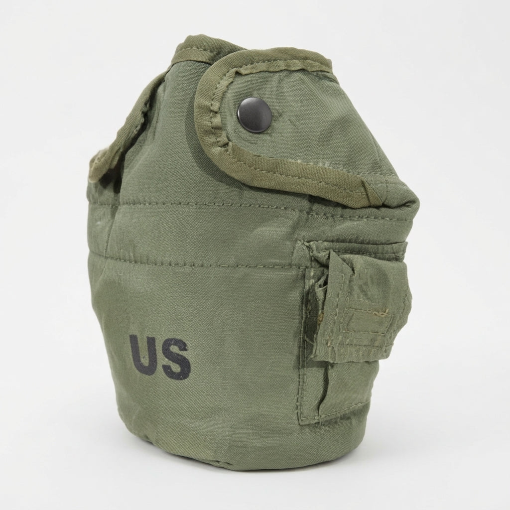 GI 1-Qt Canteen Hydration & Cooking Kit – Canteen (New), MOLLE Cover (Used), Stainless Cup (Used) & Stove Stand (Used)