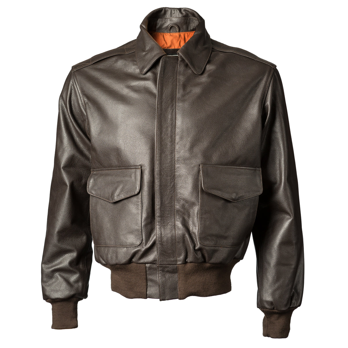 John Ownbey Men's Leather A-2 Style Jacket – Brown – McGuire Army Navy