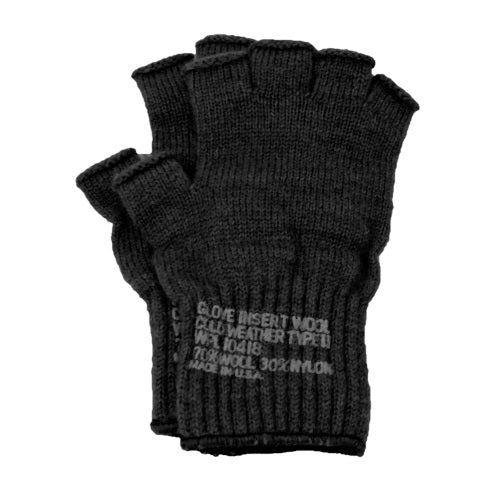 Fingerless Glove Liner with Stamp, Black