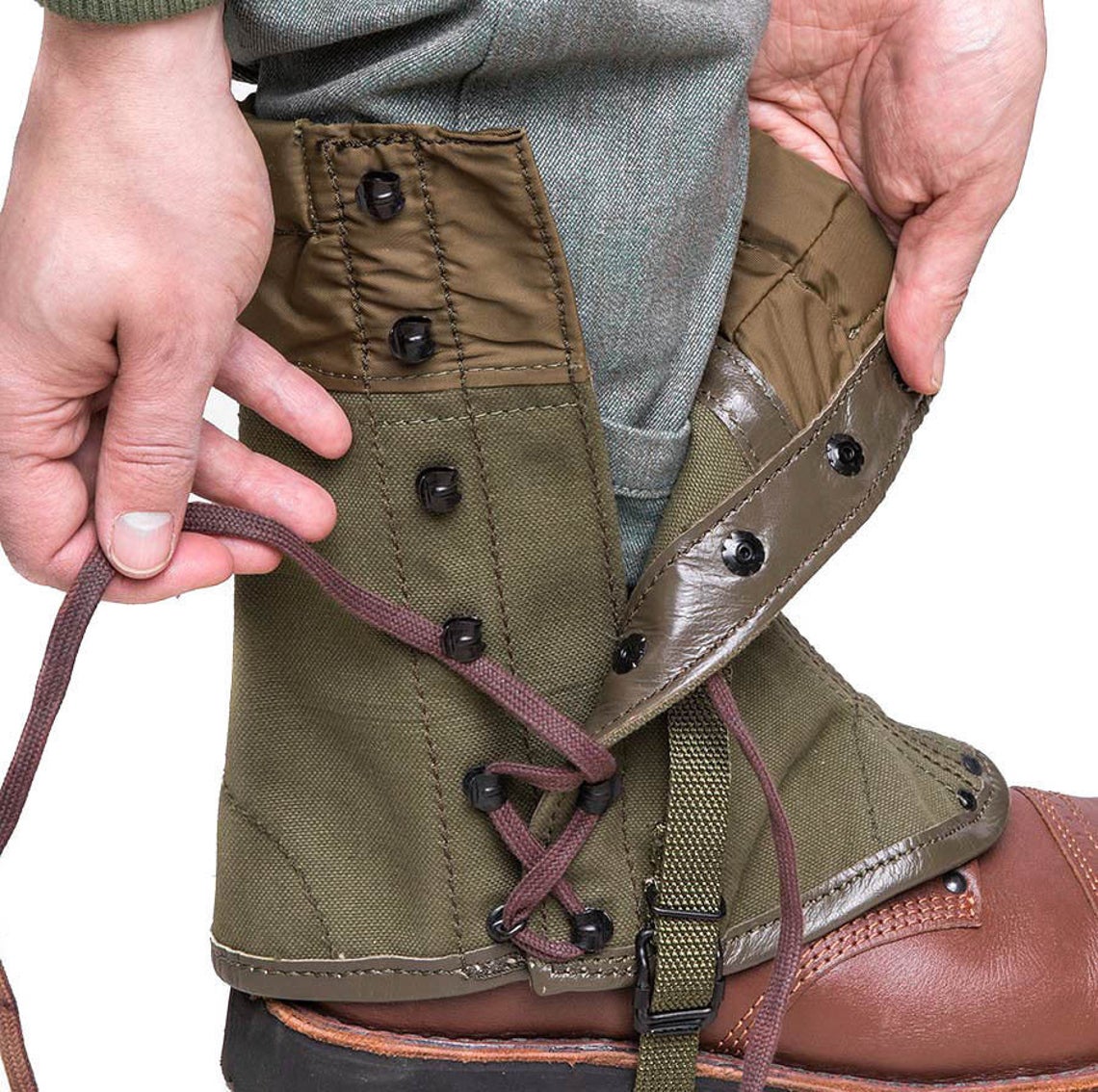 Vintage Wissart Military Canvas Gaiter Double Buckle Army Boot Size 43 Wissart Military Canvas Double Buckle Army Jungle Boot. | eBay main image 3
