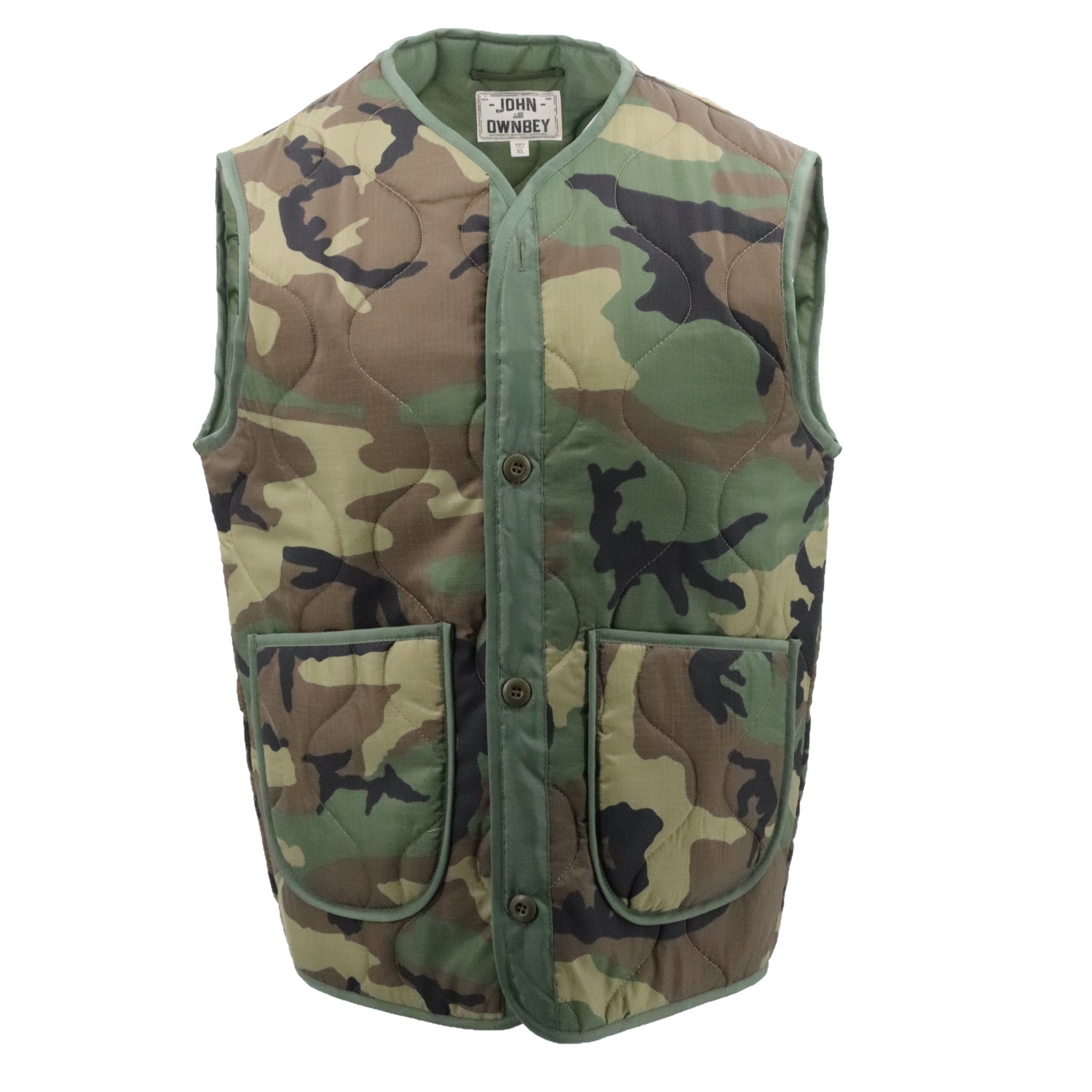 ◯tamomo◯NYLON ARMY QUILT VEST Military Style Quilted Padded Ripstop Nylon Vest - Olive | Bronson