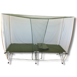 Folding Alluminum Cot W/ Netting, Poles, and Pouch
