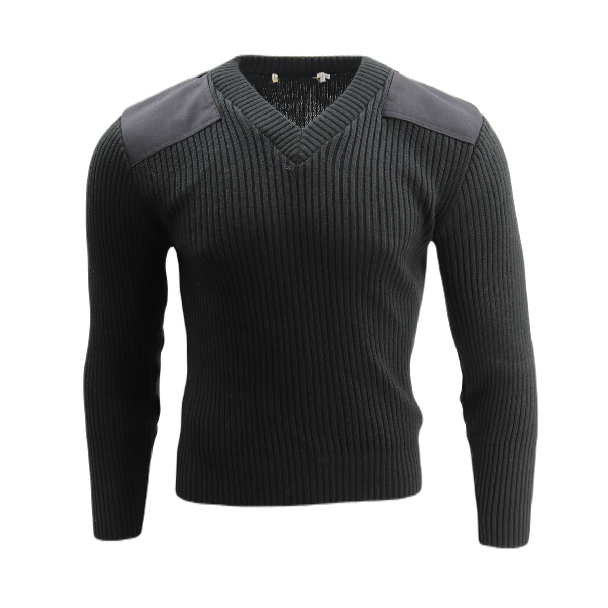 V-Neck Wool Blend Commando Sweater, Black